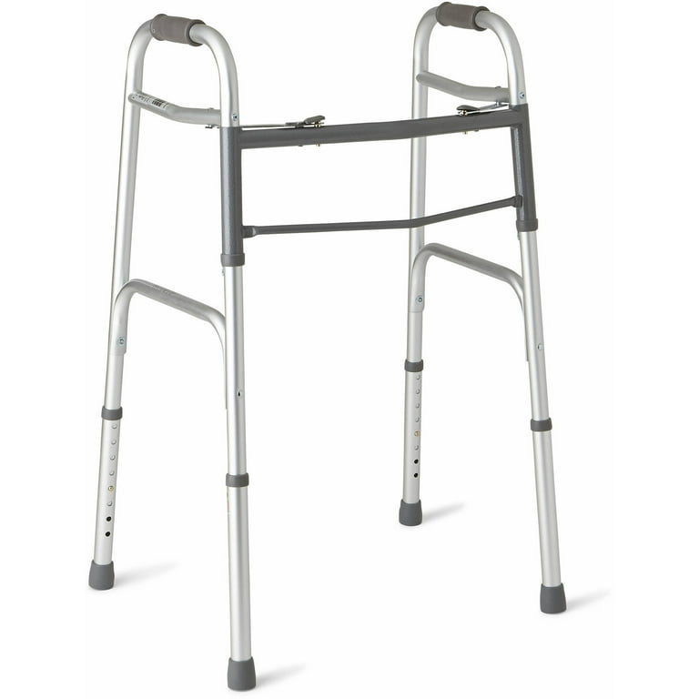 Medline Deluxe Folding Walker with Adjustable Height Legs, 300 lb