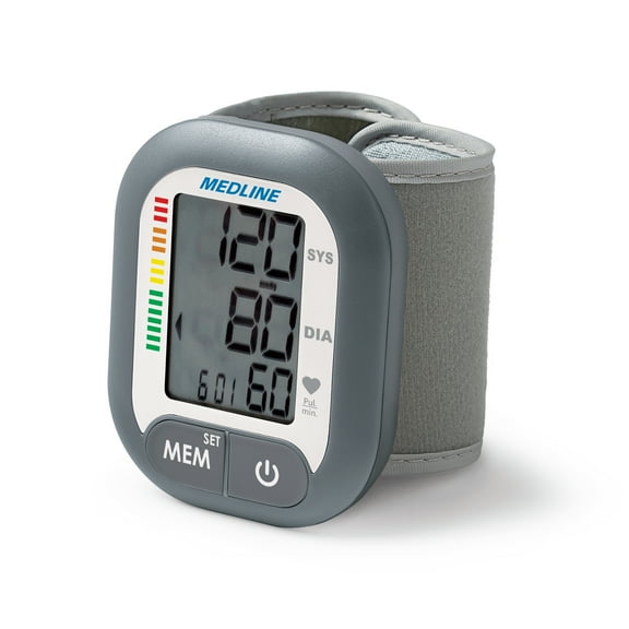 Medline Digital Wrist Blood Pressure Monitor with Batteries Included, Wireless