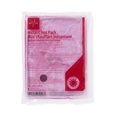 Medline Disc Hot Packs, Disc-Activated Nonwoven Instant Hot Packs, 7" x 9", 30/Case