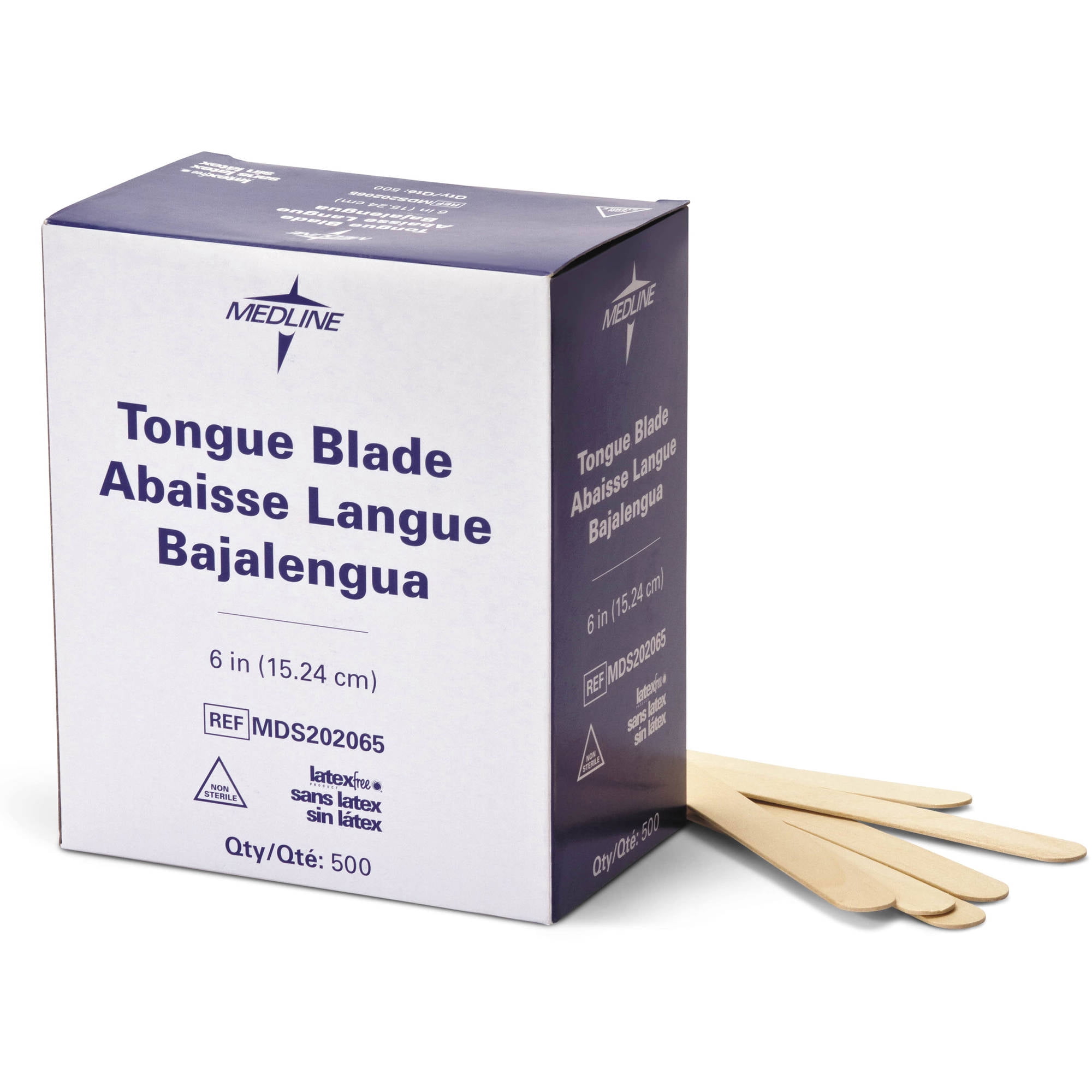Medline Sterile Tongue Depressors, Wood, 6 Long, 100/Box – Office