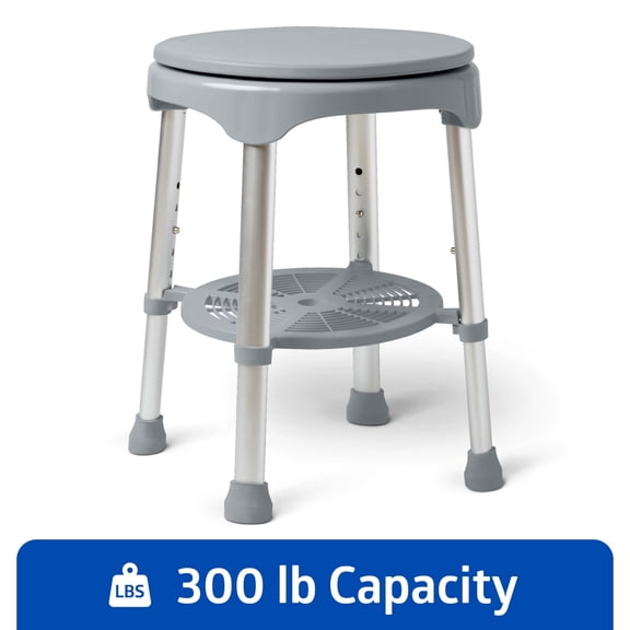 Medline Durable Round Shower Stool, Supports up to 300 lbs, Gray
