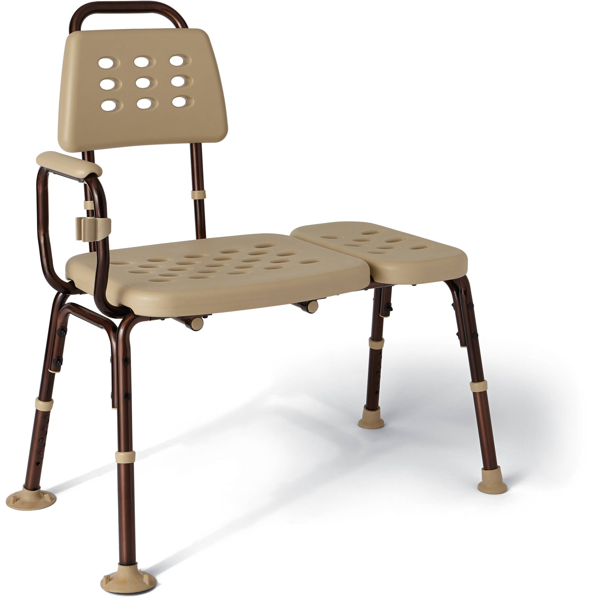Medline Elements Transfer Shower Bench with Microban 350 Weight Capacity Bronze Frame
