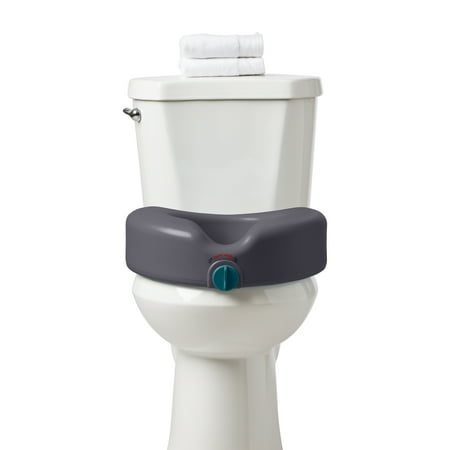 Medline Sturdy Raised Toilet Seat, Elevated Toilet Seat Riser is Infused with Microban Antimicrobial Protection, Gray - Gray