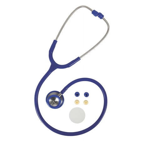 Medline Elite Adult Stainless Steel Stethoscope, Blue, High Acoustic Sensitivity