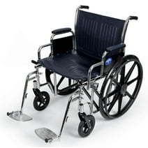 Medline Excel Extra-Wide Wheelchair, 22" Wide Seat, Desk-Length Removable Arms, Swing Away Footrests