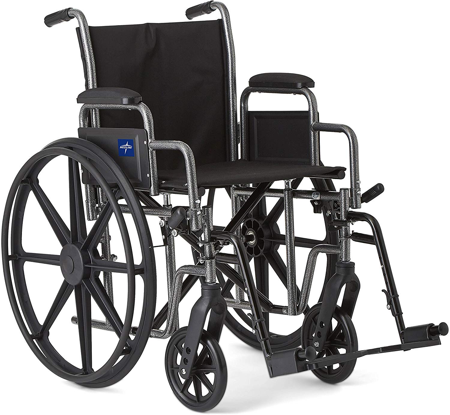 Medline Excel K1 Standard Wheelchair with Desk Length Armrests and Swing away Legrests, Basic Strong and Sturdy, 18" Seat Width - image 1 of 7