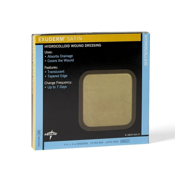 Medline Exuderm Satin Hydrocolloid Wound Dressing, 4" x 4" (Pack of 10)