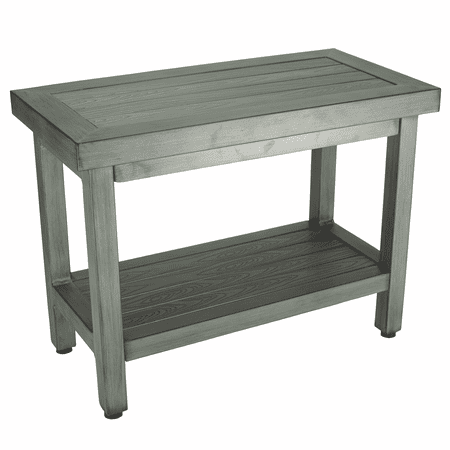 Medline Faux Teak Bathroom Bench, Aluminum Bath Bench, Supports up to 200 lbs.