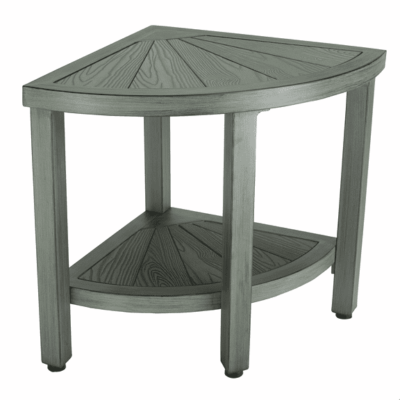 Medline Faux Teak Bathroom Corner Bench, Aluminum Shower Bench, Supports up to 200 lbs.