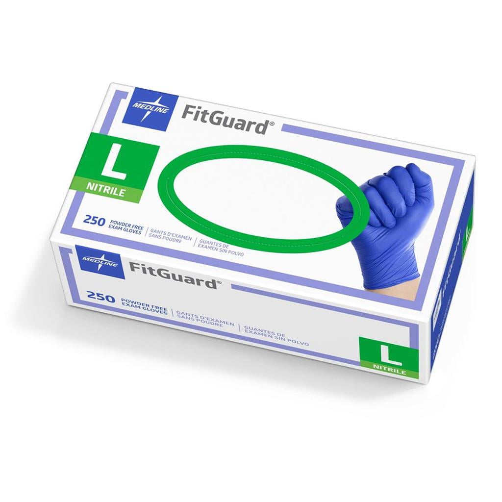 Medline FitGuard Prime Nitrile Exam Gloves, Disposable Gloves, Large