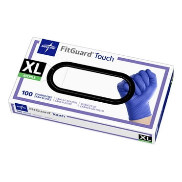 Medline FitGuard Touch Nitrile Exam Glove, 100 Count, X-Large, Blue