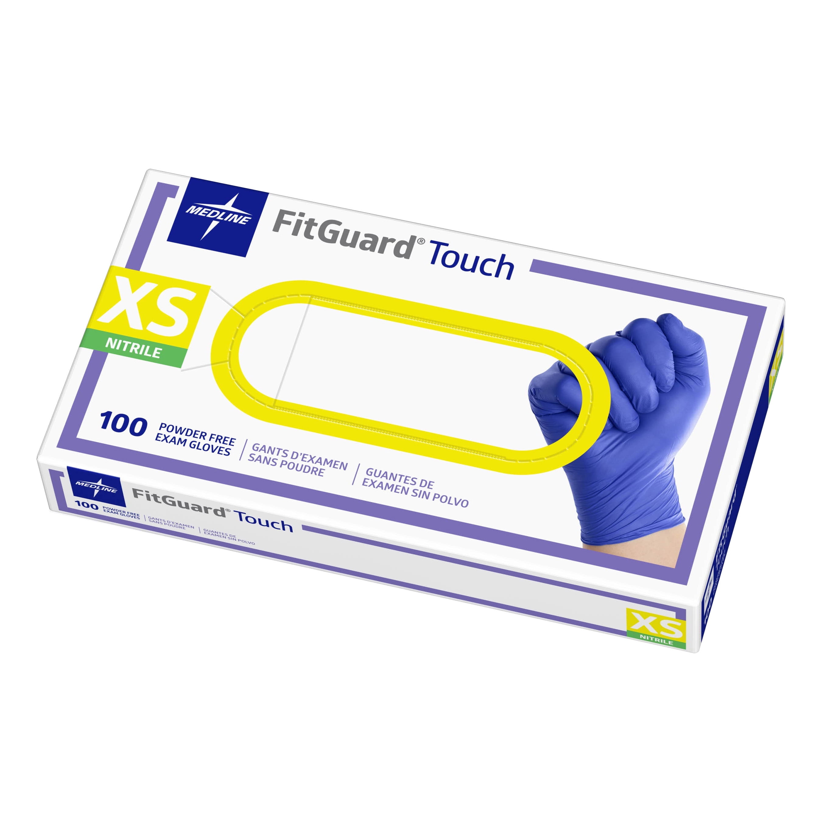 Medline, FitGuard Touch Nitrile Exam Gloves, 100 ct, X-Small, Blue