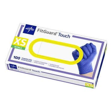 Medline FitGuard Touch Nitrile Exam Glove, 100 Count, X-Small, Blue