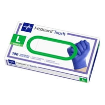 Medline FitGuard Touch Nitrile Exam Gloves, 100 Count, Large, Blue