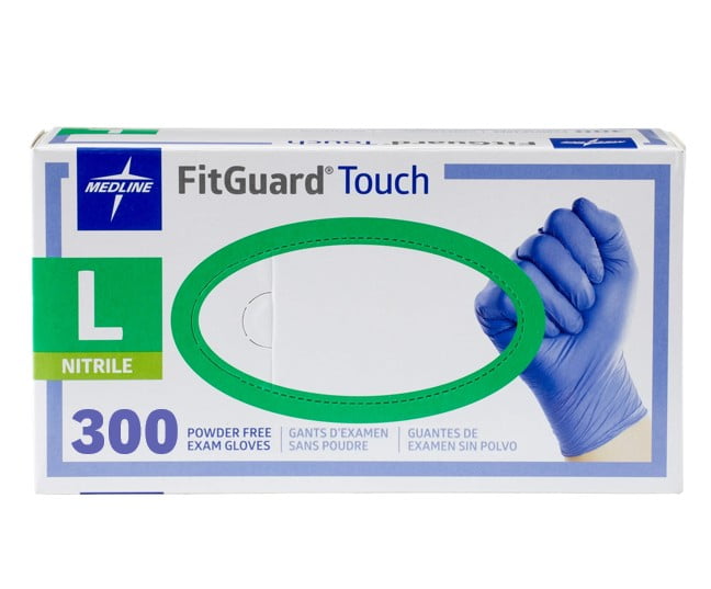 Medline FitGuard Touch Nitrile Exam Gloves, 300 Count, Large, Blue
