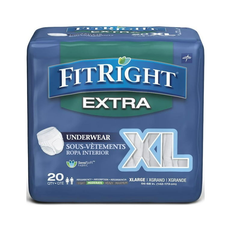Medline FitRight Extra-Protective Disposable Underwear, XL 20 Count
