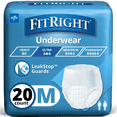 thumbnail image 1 of FitRight Incontinence Underwear for Men and Women, Adult Diapers, Ultra Absorbent, Medium, 28in to 40in, 20 Count, 1 of 5