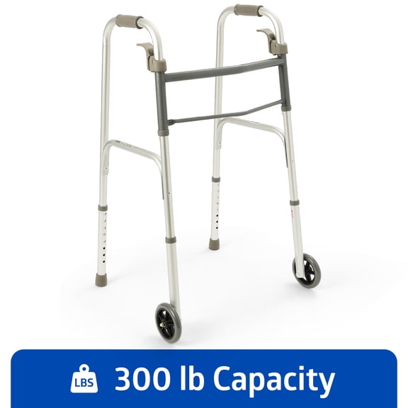 Medline Folding Paddle Walker  Comfortable, Maneuverable, For Injury, support suited for Adults & Seniors
