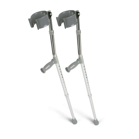 Medline Lightweight Aluminum Young Adult Walking Forearm Crutches, 1 Pair, Adjustable Height 4' 2" to 5' 2", Supports up to 250 lbs