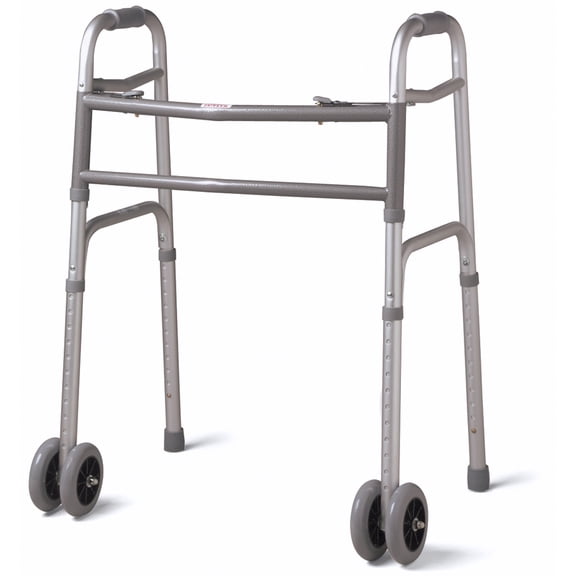 Medline Guardian Bariatric Folding Walker, 5" Wheels, Gray