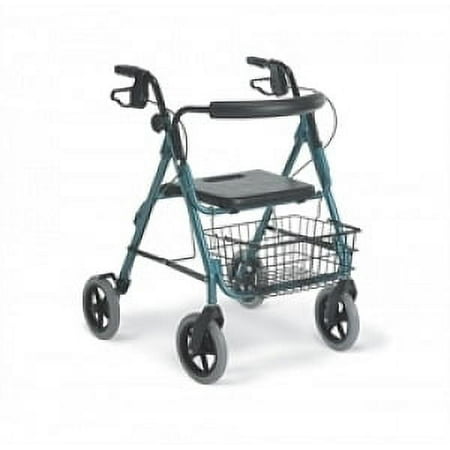 Medline Guardian Deluxe Rollator, Folding Rolling Walker, 8" Wheels, 300lb Weight Capacity, Blue-Gray Frame