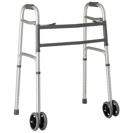 Medline Heavy-Duty Bariatric Folding Walker with 5” Wheels and Durable Handles, 500 lb. Weight Capacity