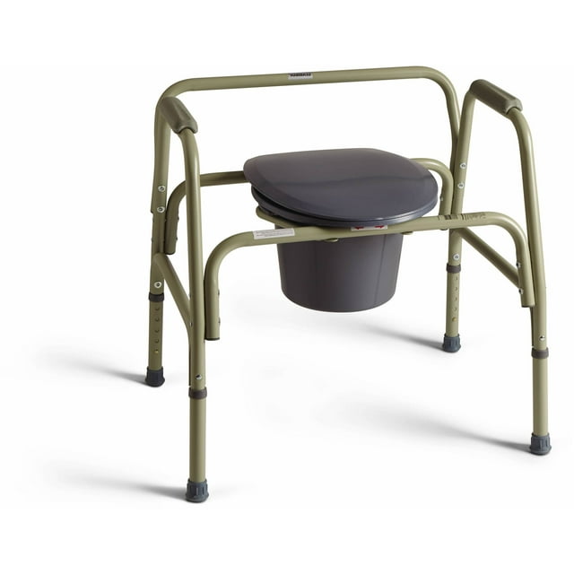 Medline Heavy Duty Steel ExtraWide Bariatric Bedside Commode, 24