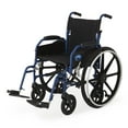 thumbnail image 1 of Medline Hybrid Wheelchair + Transport Chair, Swing Away Footrests & Removable Desk-Length Arms, 300 lb. Weight Capacity, Blue Frame, 1 of 8