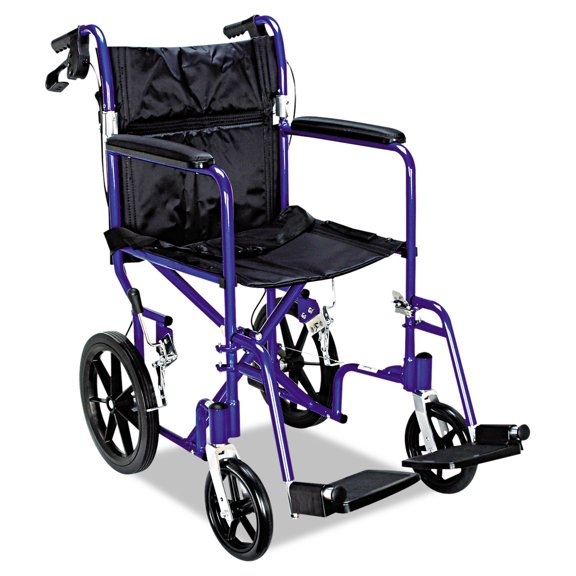 Medline Industries® Excel Deluxe Aluminum Transport Wheelchair, 19w X 16d, 300 Lb Capacity
