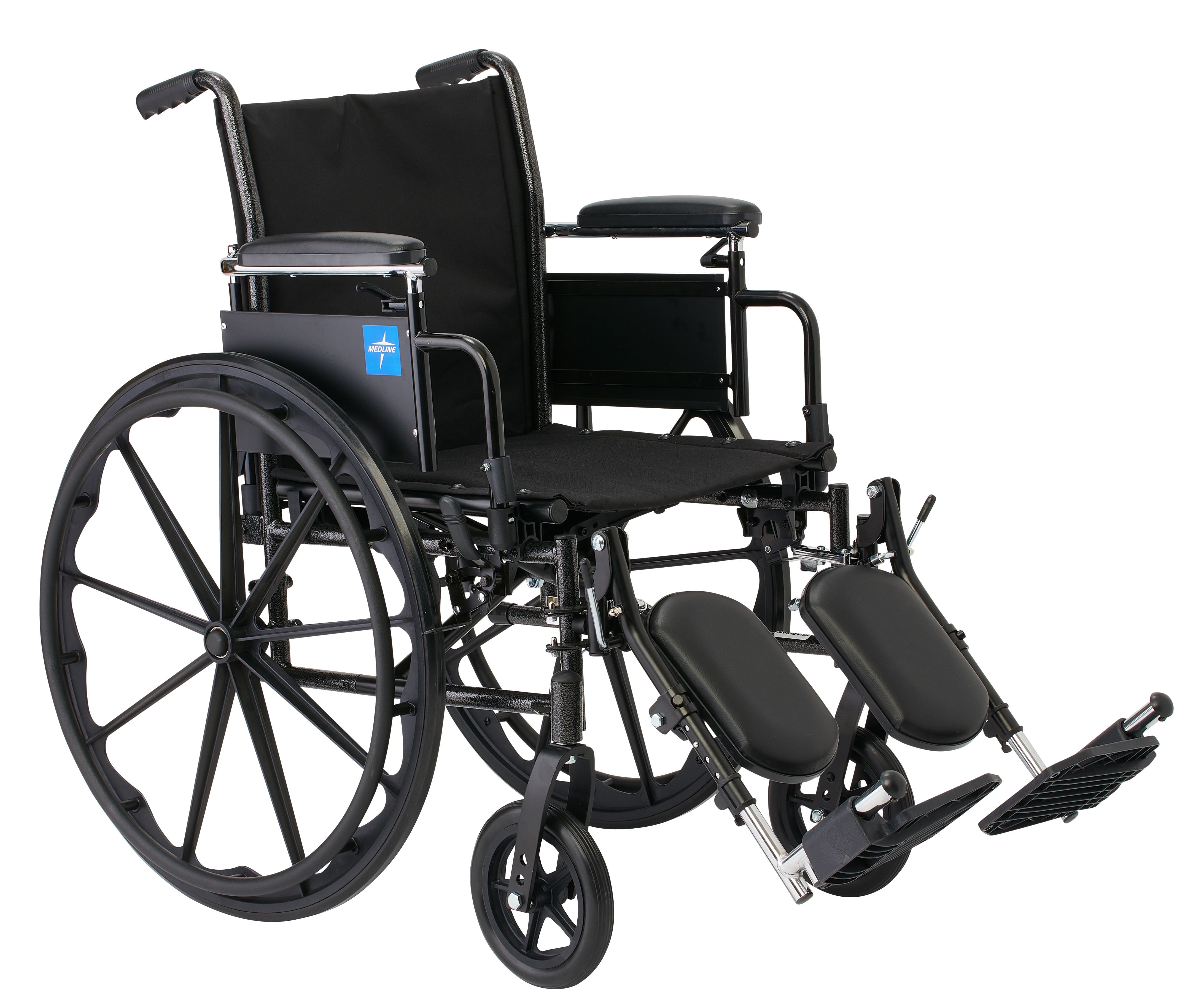 Medline K3 Adjustable Manual Wheelchair, Height-Adjustable Arms, Elevating Leg Rests, 18" Seat