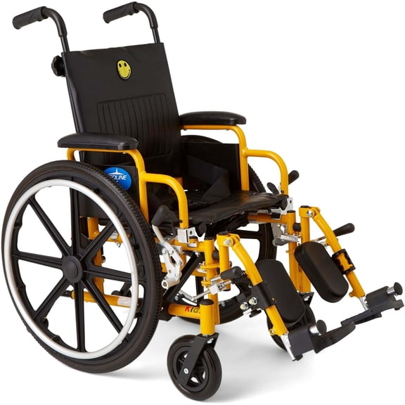 Medline K4 Extra-Wide Lightweight Wheelchair, 22" Wide Seat, Removable Desk-Length Arms, Elevated Leg Rests