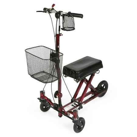 Medline Knee Walker with Hand Brake and Basket- Red