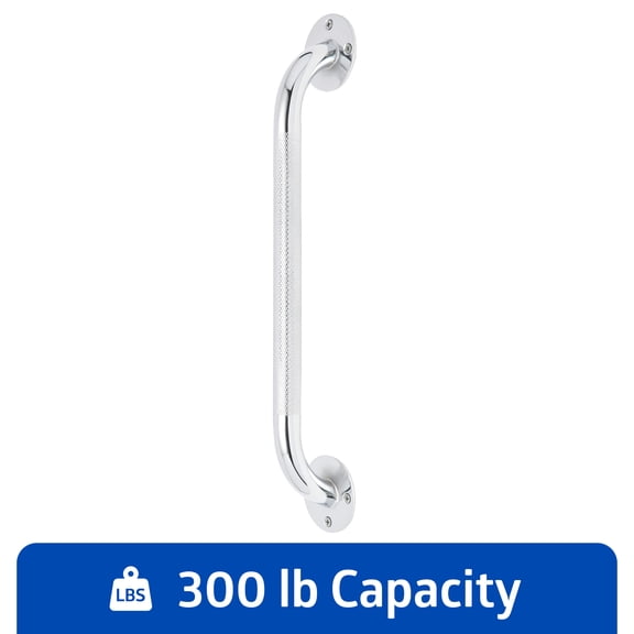 Medline 18In Steel Knurled Chrome Grab Bar for Seniors, 300 lb Capacity