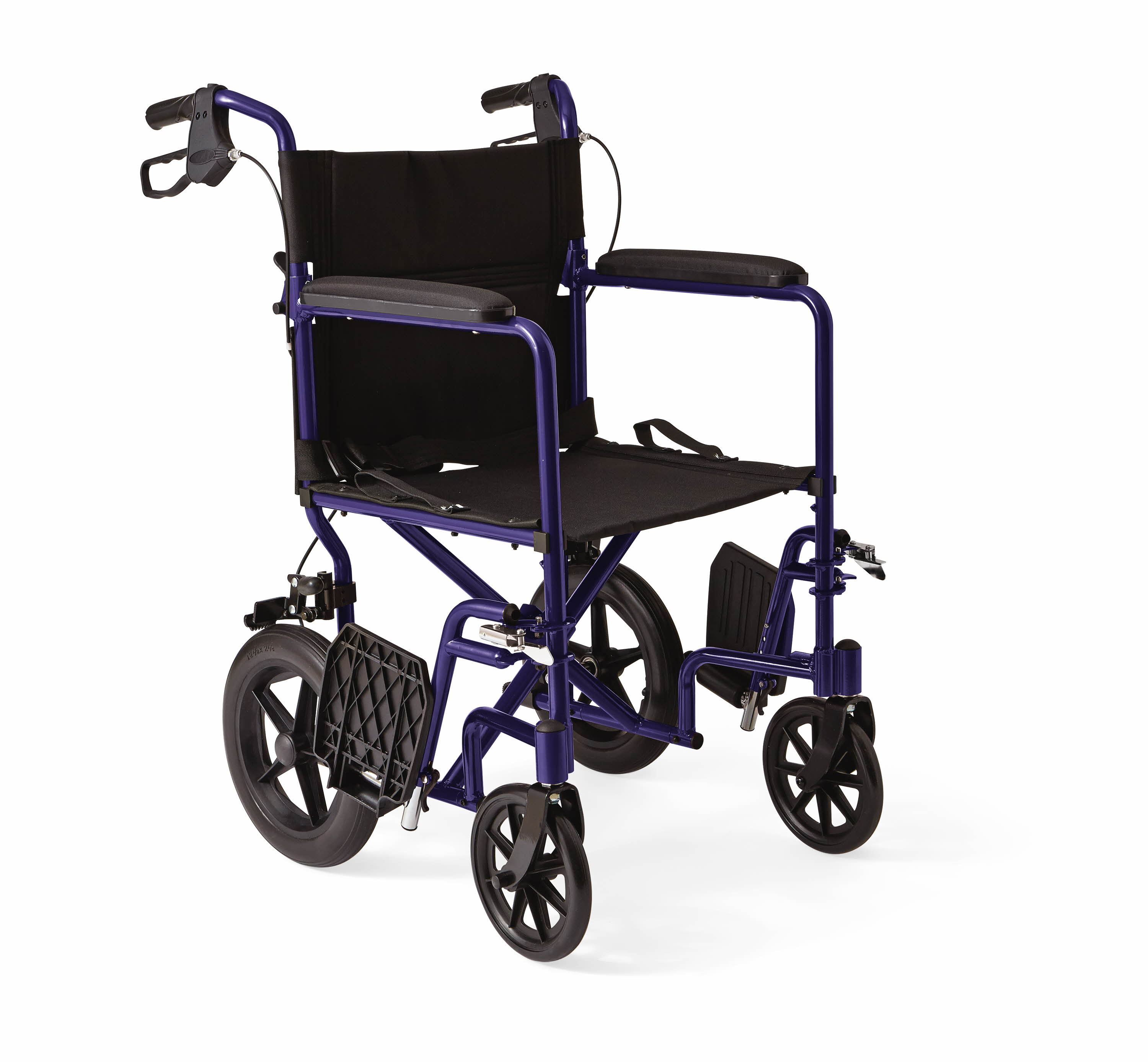 Medline Lightweight Transport Wheelchair with 12" Rear Wheels, Folding Transport Chair, 300lb