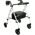 thumbnail image 1 of Medline Luxe Rollator, Folding Rolling Walker, 300lb Weight Capacity, 7" Wheels, White Frame, 1 of 7