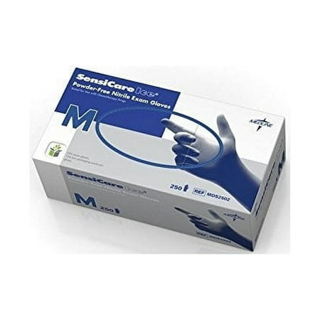Medline MDS2502H SensiCare 200 Nitrile Exam Gloves,Blue,Medium 250 Each / Box