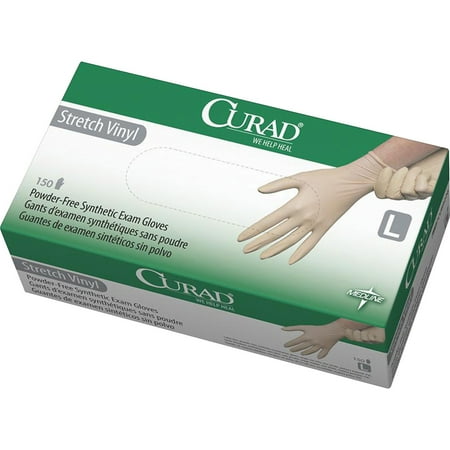 Medline, MII6CUR9226, Powder-Free Stretch Vinyl Exam Gloves, 150 Per Box, Cream