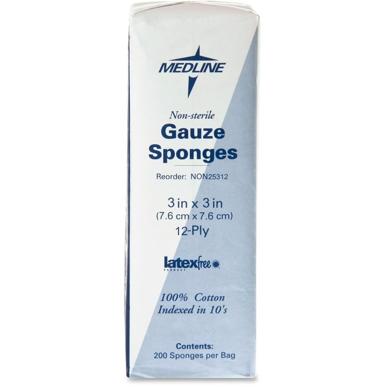 Medline Caring Non-sterile Gauze Sponges - 12 Ply - 3 Medline Caring Non-sterile Gauze Sponges - 12 Ply - 3