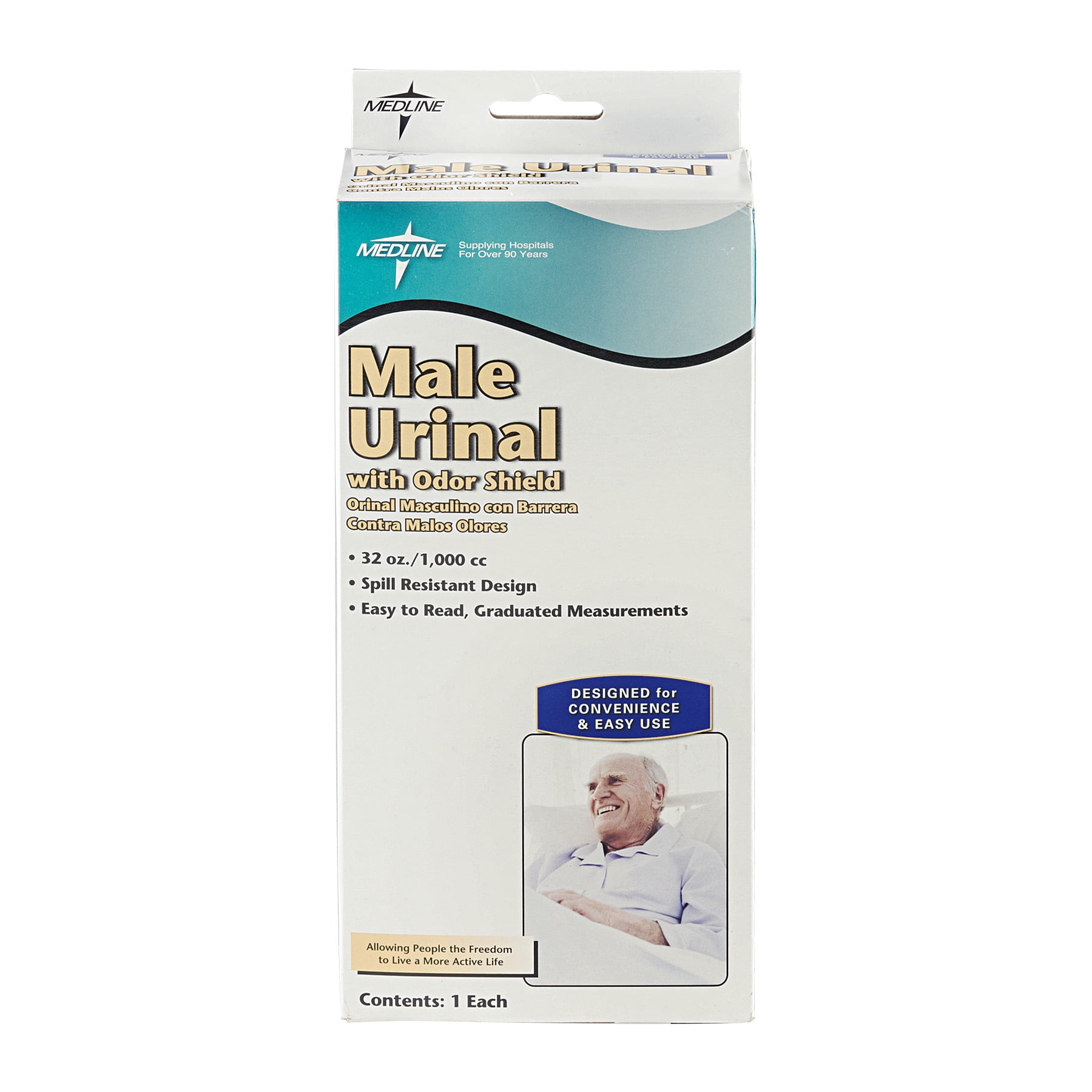Medline Male Urinal, With Odor Shield,1 Count