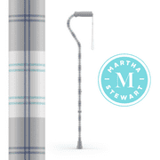 Medline Martha Stewart Adjustable Offset Walking Cane, Fashion Cane for Adults, 300 lbs. Weight Capacity, Plaid Print
