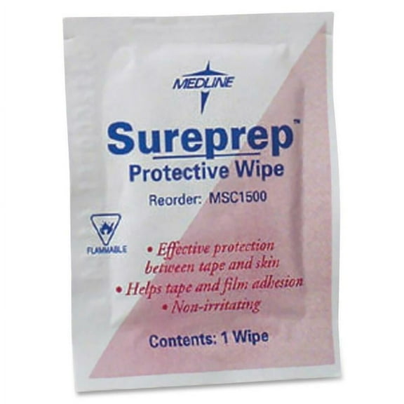 Medline SurePrep Skin Protectant Wipe For Tape Adhesion, Individually Wrapped, 50 Count