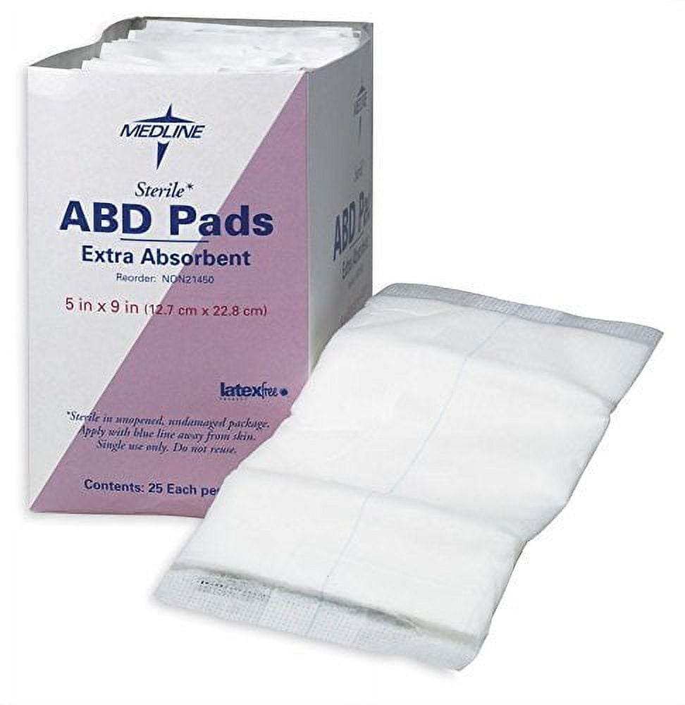 Medline NON21450 Sterile Abdominal Pads 5 x 9 Inch BX/25 - Walmart.com