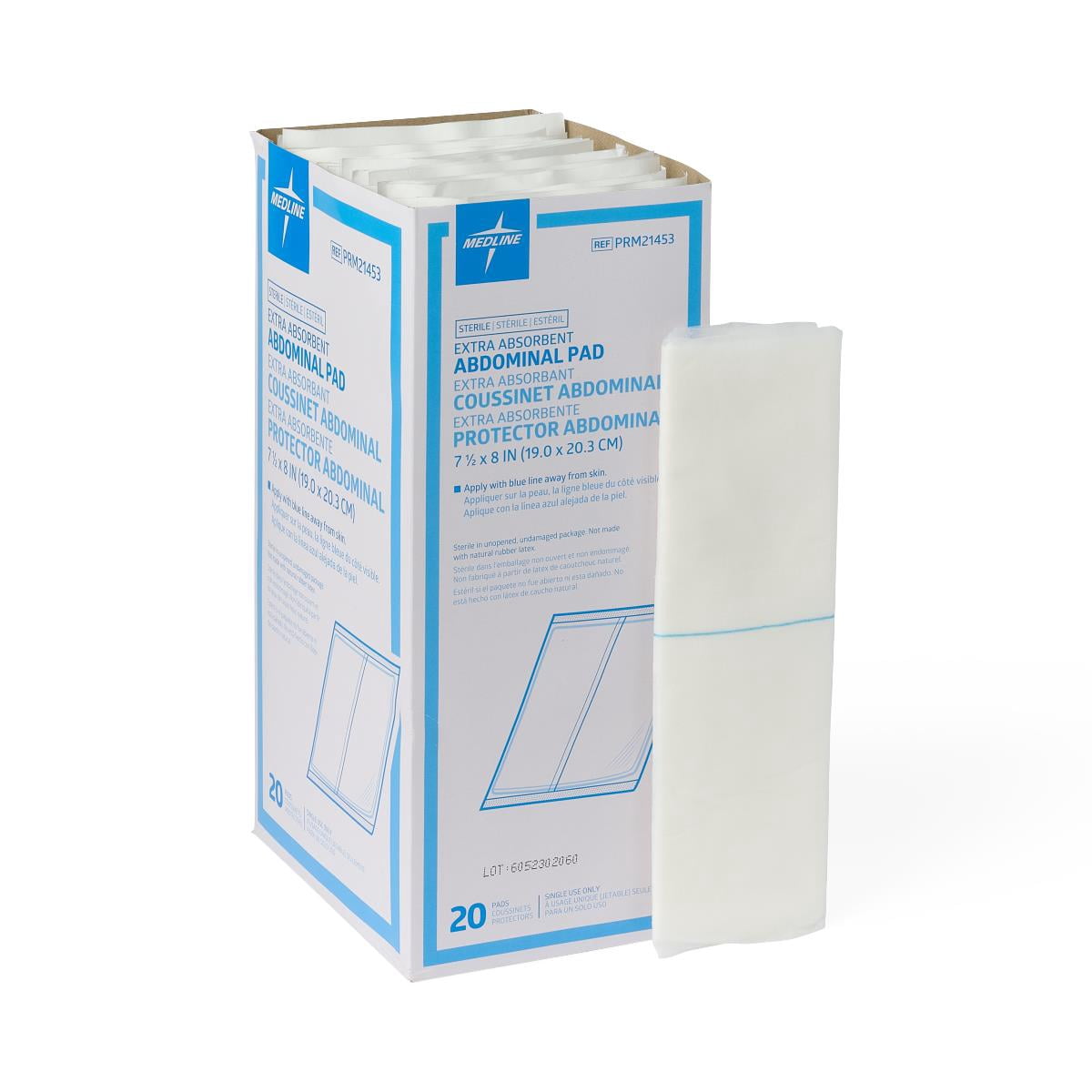 Medline Sterile Abdominal Pads, 240 Count, 8in x 7.5in, Extra Absorbent, for Wounds and First Aid
