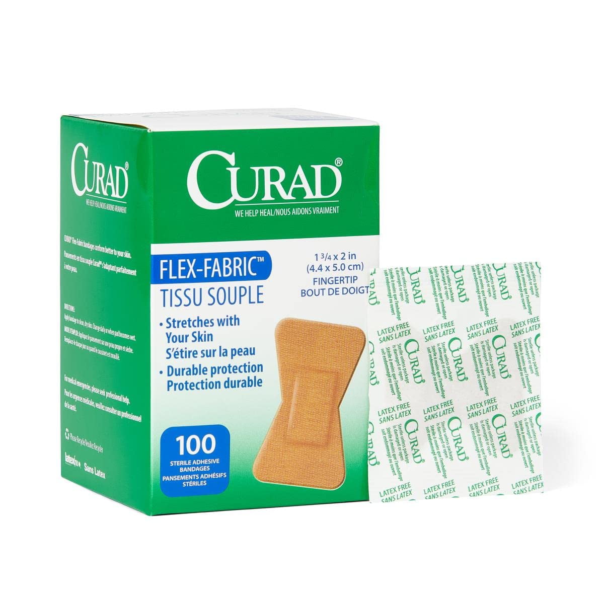 Medline Non25513 Curad Flex Fabric Adhesive Bandages 1 3 4 In X 2 In Box Of 100