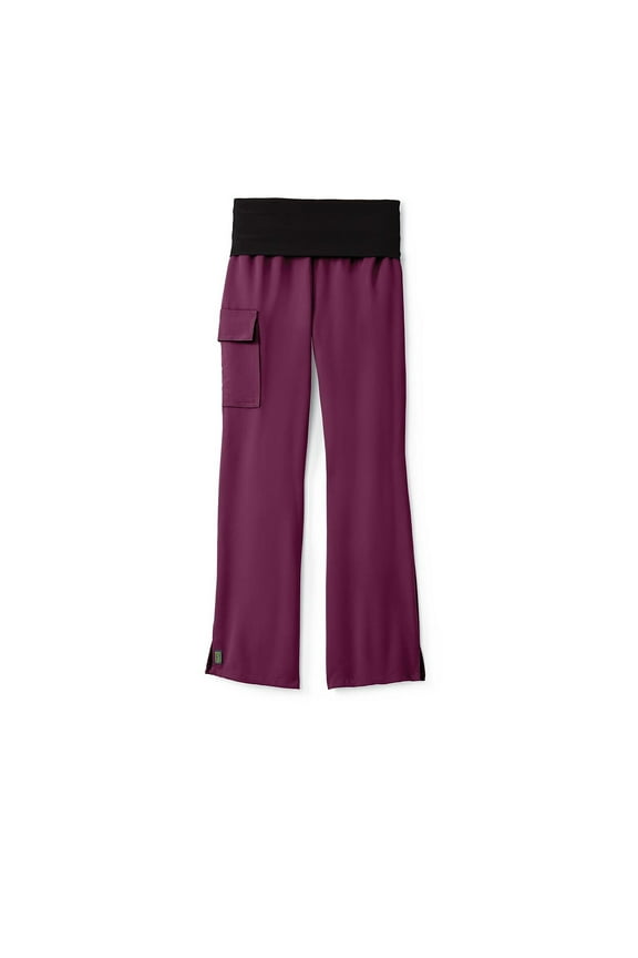 Ocean ave Ladies Yoga Elastic Waist Scrub Pant Wine Large 5560WNEL