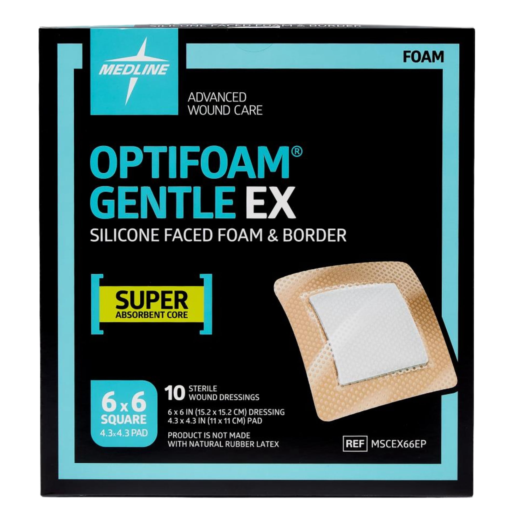 Optifoam Gentle EX Silicone-Faced Bordered Foam Dressing, 6