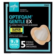 Optifoam Gentle EX Sacral Silicone-Faced Bordered Foam Dressing, 9 x 9, 5 Count