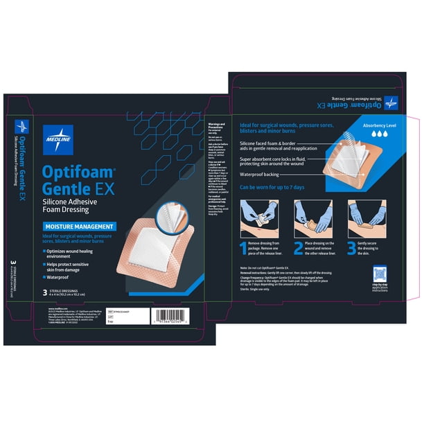 optifoam dressing Silver Foam Gentle AG+ Post-Op 4 X 6 Inch Rectangle Medline Optifoam Gentle EX Silicone
