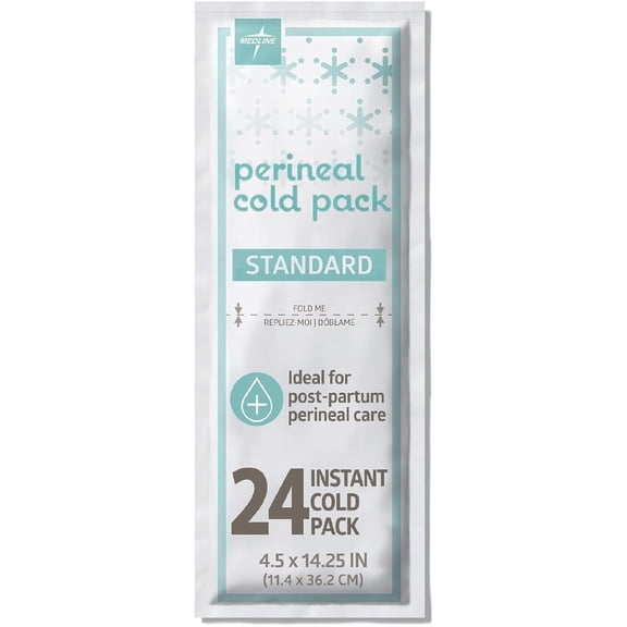 Medline Perineal Cold Packs for Postpartum Care, 24 Count, Absorbent Pad is 4.5" x 14.25" Perfect for your After Delivery Postpartum Essentials Kit