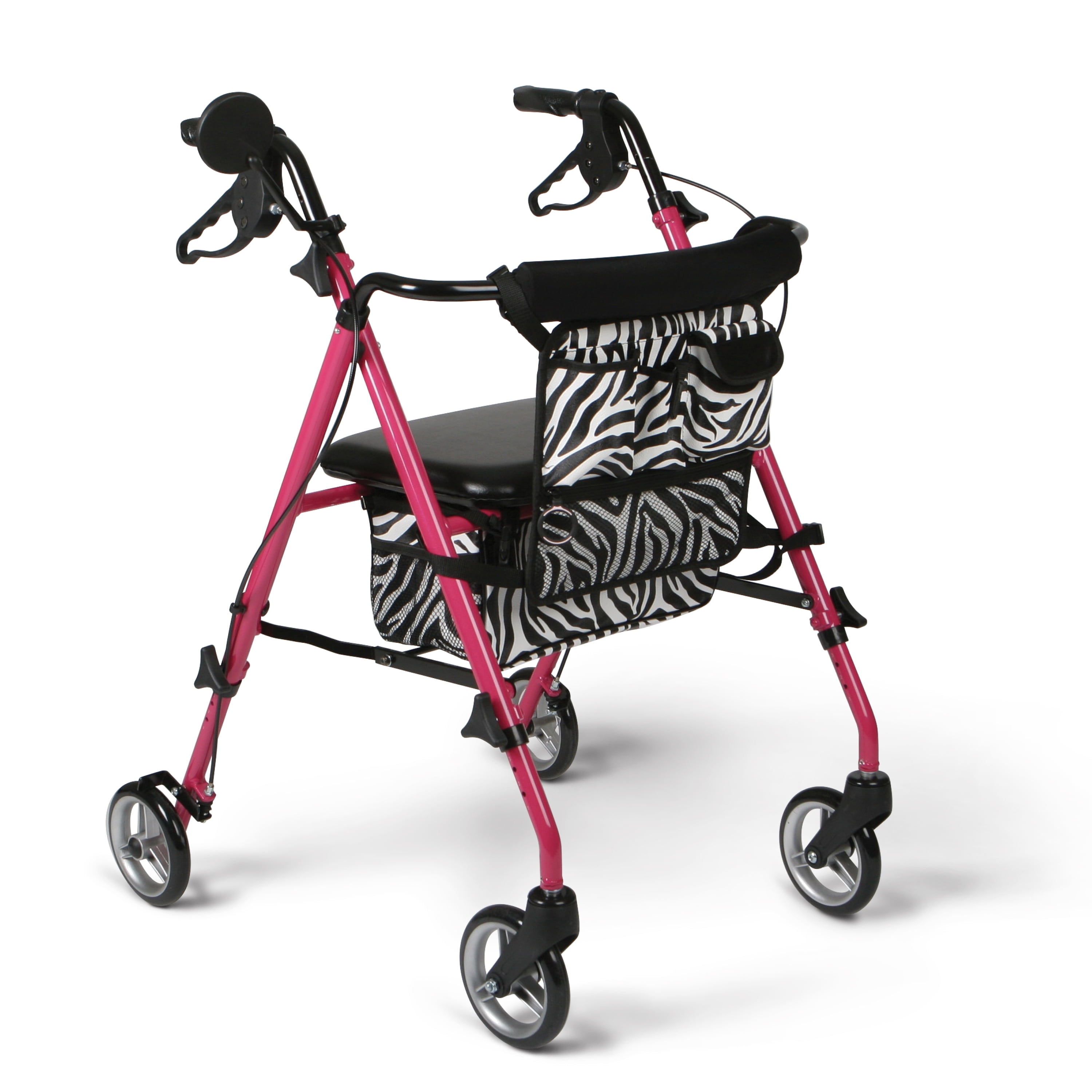 Medline Posh Premium Lightweight Aluminum Rollator Walker, Pink & Zebra Print, 250 lb. Weight Capacity, 6” Wheels Medline Posh Premium Lightweight Aluminum Rollator Walker, Pink & Zebra Print, 250 lb. Weight Capacity, 6” Wheels